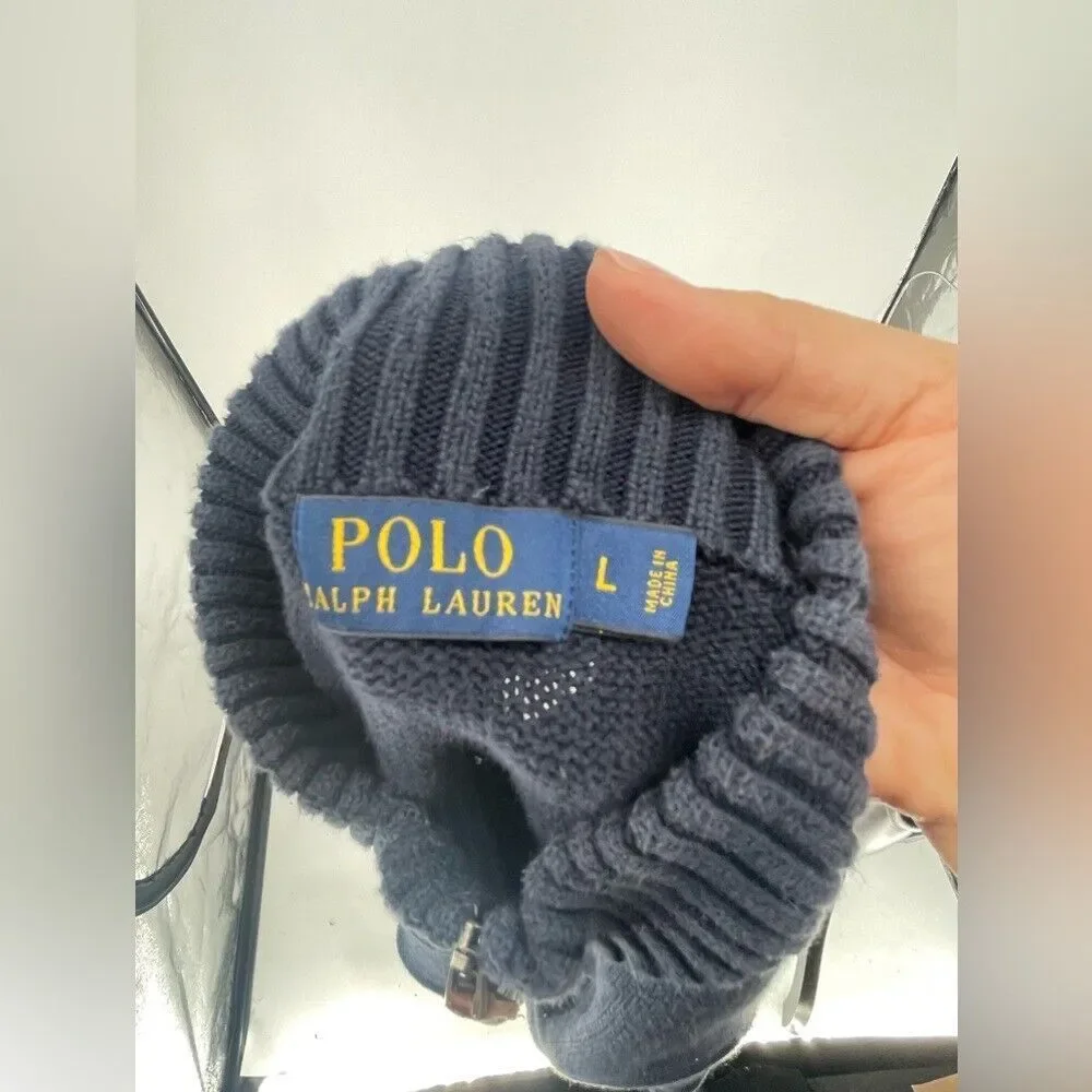 Men's Ralph, Lauren polo, pullover, quarter zip blue sweater,‎ size large